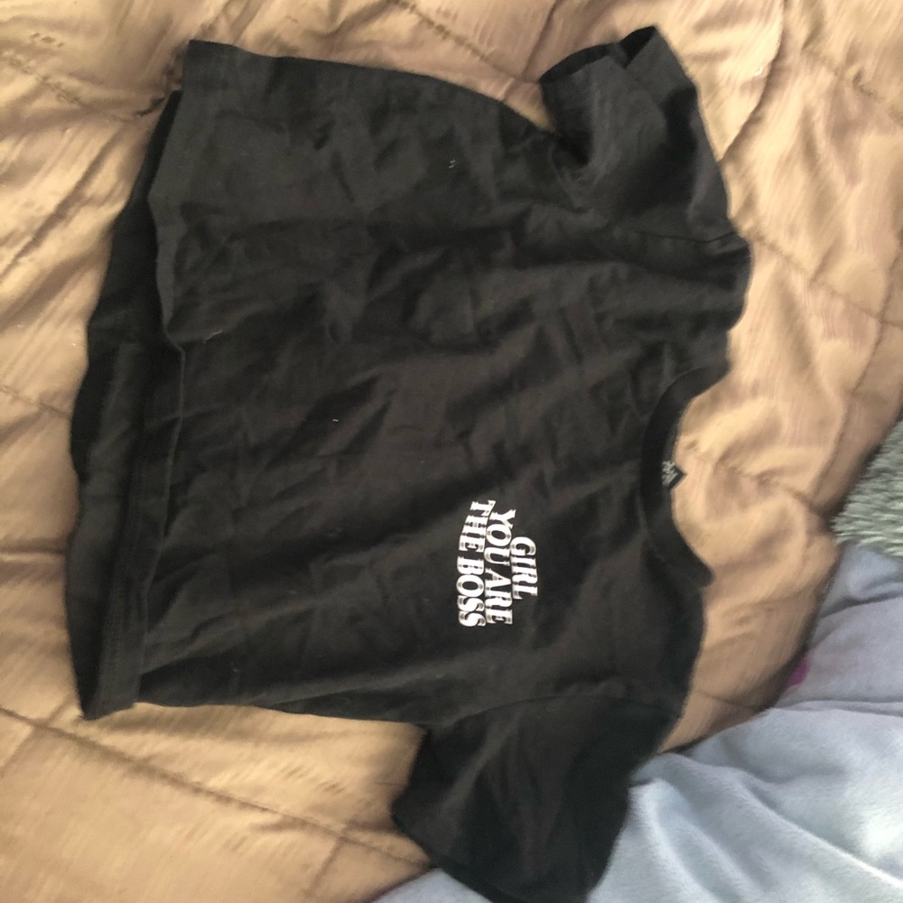 “Girl you are the boss” crop top in black